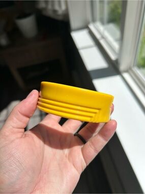 4/$100 vintage 1960 Bright Yellow Ribbed Plastic bangle bracelet